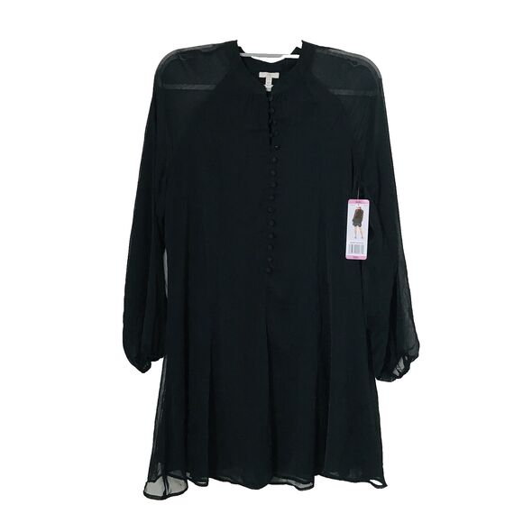 JOIE Balloon Sleeve Dress in Caviar Button Down Shirt Black Dress SIZE Small NEW - Picture 7 of 8